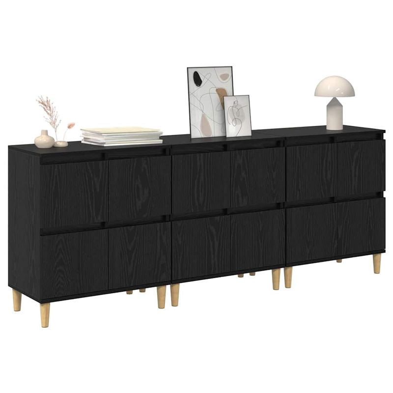 Casa si Gradina - Mobilier - Comode si corpuri - Comode - Bufeturi 3 pcs Stejar Negru 60 x 35 x 70 cm Lemn compozit - Infinity.ro