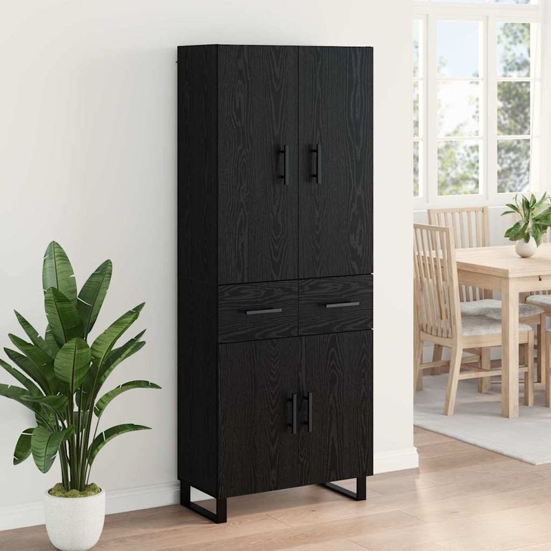 Casa si Gradina - Mobilier - Comode si corpuri - Comode - Bufet Pe perete cu sertar 2 pcs Stejar Negru Lemn compozit - Infinity.ro