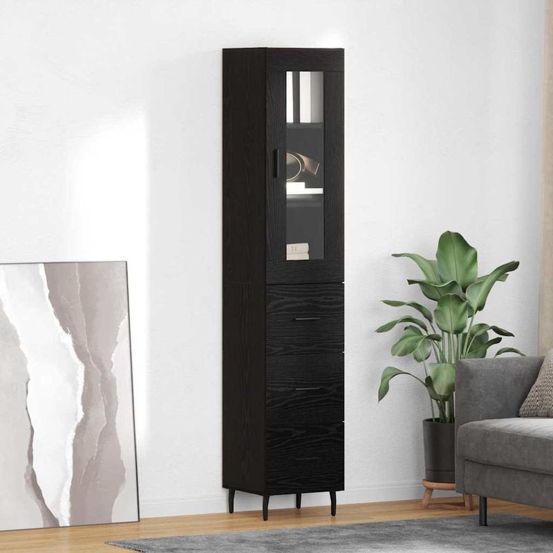 Casa si Gradina - Mobilier - Comode si corpuri - Corpuri bucatarie - Bufet cu sertar Stejar Negru 34,5 x 34 x 180 cm Lemn compozit - Infinity.ro