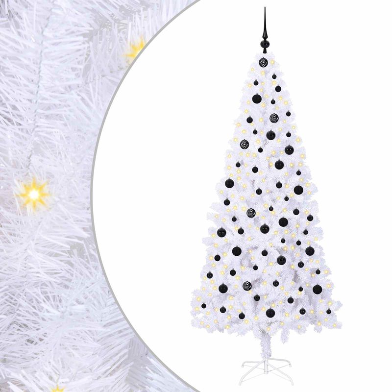 Casa si Gradina - Decoratiuni - Decoratiuni de sezon - Brad de Craciun artificial cu 300 LED Alb 210 cm PVC si Otel - Infinity.ro