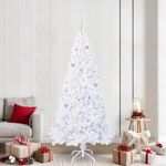 Casa si Gradina - Decoratiuni - Decoratiuni de sezon - Brad de Craciun artificial cu 300 LED Alb 210 cm PVC si Otel - Infinity.ro