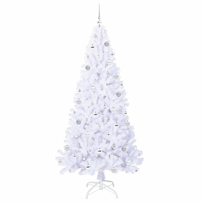 Casa si Gradina - Decoratiuni - Decoratiuni de sezon - Brad de Craciun artificial cu 300 LED Alb 210 cm PVC si Otel - Infinity.ro