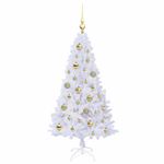 Casa si Gradina - Decoratiuni - Decoratiuni de sezon - Brad de Craciun artificial cu 150 LED Alb 120 cm PVC si Otel - Infinity.ro