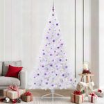 Casa si Gradina - Decoratiuni - Decoratiuni de sezon - Brad de Craciun artificial cu 300 LED Alb 240 cm PVC si Otel - Infinity.ro