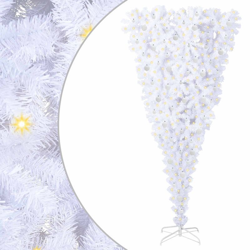 Casa si Gradina - Decoratiuni - Decoratiuni de sezon - Brad de Craciun artificial cu 300 LED Alb 240 cm PVC si Otel - Infinity.ro