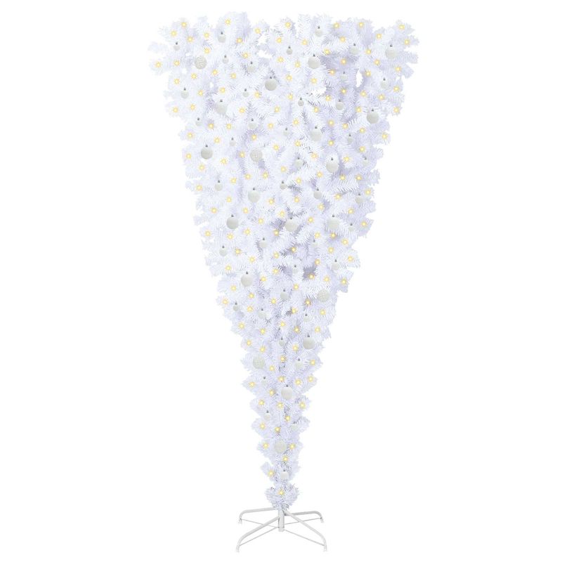 Casa si Gradina - Decoratiuni - Decoratiuni de sezon - Brad de Craciun artificial cu 300 LED Alb 240 cm PVC si Otel - Infinity.ro