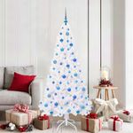 Casa si Gradina - Decoratiuni - Decoratiuni de sezon - Brad de Craciun artificial cu 300 LED Alb 180 cm PVC si Otel - Infinity.ro