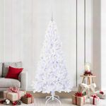 Casa si Gradina - Decoratiuni - Decoratiuni de sezon - Brad de Craciun artificial cu 300 LED Alb 210 cm PVC si Otel - Infinity.ro