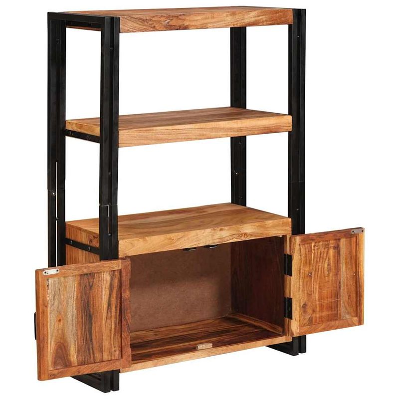Casa si Gradina - Mobilier - Biblioteci si rafturi - Biblioteci - Raft cu usi Maro 72 x 33 x 110 cm Lemn masiv de acacia si metal - Infinity.ro