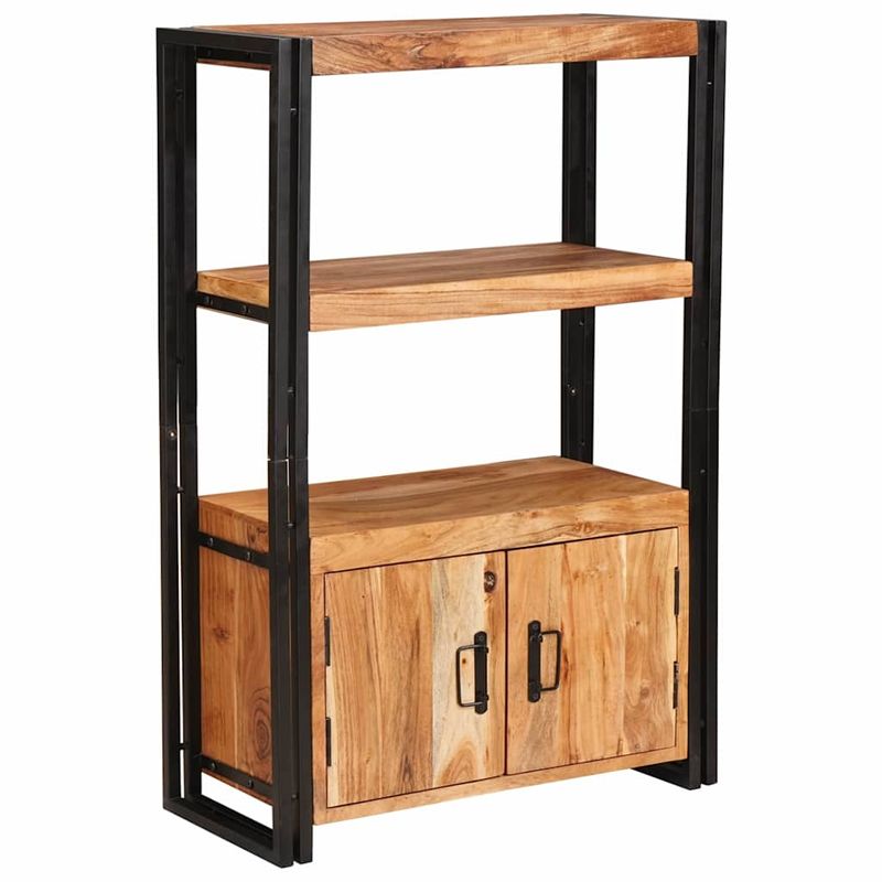 Casa si Gradina - Mobilier - Biblioteci si rafturi - Biblioteci - Raft cu usi Maro 72 x 33 x 110 cm Lemn masiv de acacia si metal - Infinity.ro