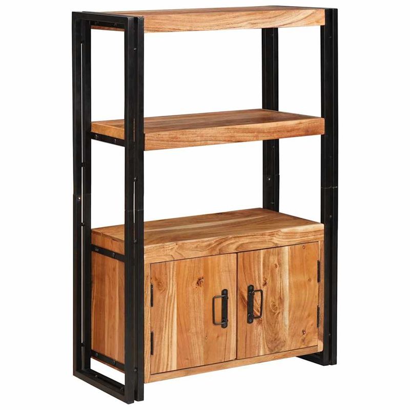 Casa si Gradina - Mobilier - Biblioteci si rafturi - Biblioteci - Raft cu usi Maro 72 x 33 x 110 cm Lemn masiv de acacia si metal - Infinity.ro