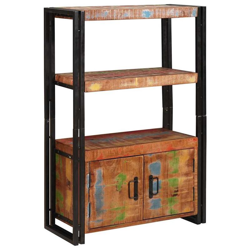 Casa si Gradina - Mobilier - Biblioteci si rafturi - Biblioteci - Raft cu usi Maro 72 x 33 x 110 cm Lemn masiv recuperat si metal - Infinity.ro