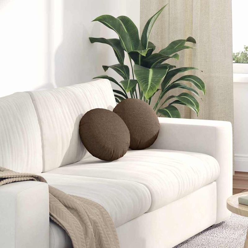 Casa si Gradina - Textile si covoare - Perne si pilote - Perne decorative - Perne de Sezut 2 pcs Maro Ø30 x 13 cm tesatura - Infinity.ro