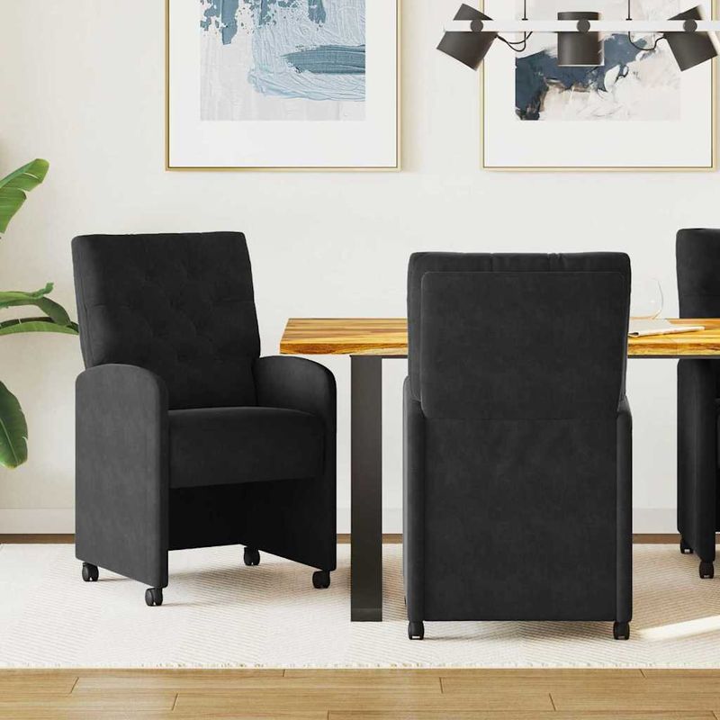 Casa si Gradina - Mobilier - Scaune si fotolii - Scaune - Scaune de dining cu roti 2 pcs Negru 58 x 67 x 97 cm Catifea - Infinity.ro