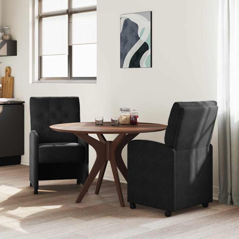 Casa si Gradina - Mobilier - Scaune si fotolii - Scaune - Scaune de dining cu roti 2 pcs Negru 58 x 67 x 97 cm Catifea - Infinity.ro