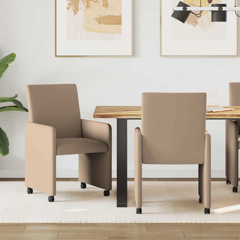 Casa si Gradina - Mobilier - Scaune si fotolii - Scaune - Scaune de dining cu roti 2 pcs Cappuccino 57 x 66 x 94 cm - Infinity.ro