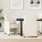 Casa si Gradina - Mobilier - Scaune si fotolii - Scaune - Scaune de dining cu roti 2 pcs Crem 58 x 67 x 97 cm Catifea - Infinity.ro