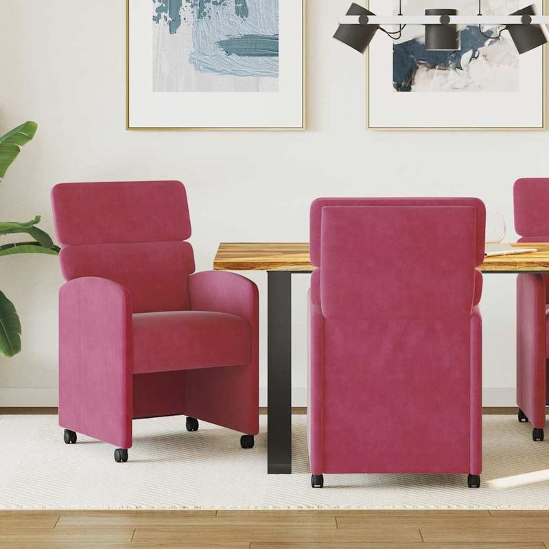Casa si Gradina - Mobilier - Scaune si fotolii - Scaune - Scaune de dining cu roti 2 pcs bordo 58 x 65 x 98 cm Catifea - Infinity.ro