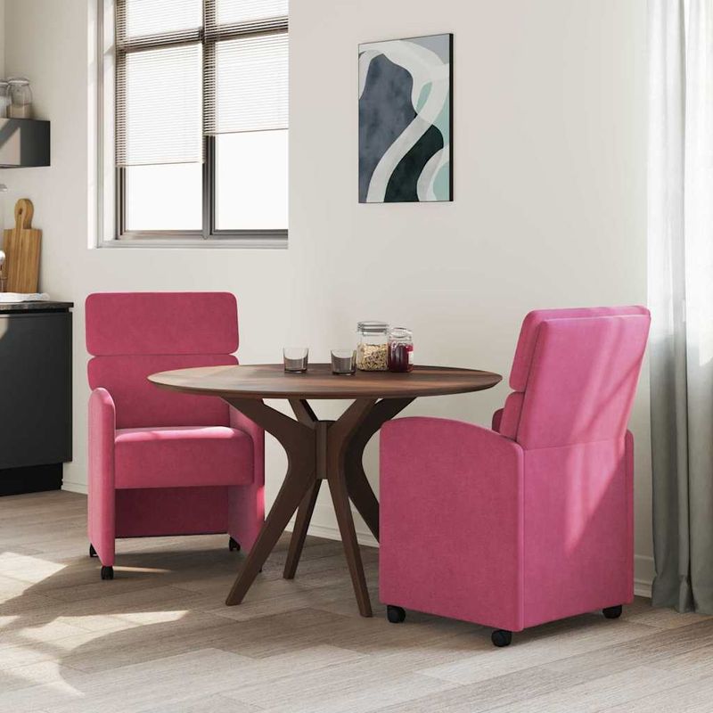 Casa si Gradina - Mobilier - Scaune si fotolii - Scaune - Scaune de dining cu roti 2 pcs bordo 58 x 65 x 98 cm Catifea - Infinity.ro
