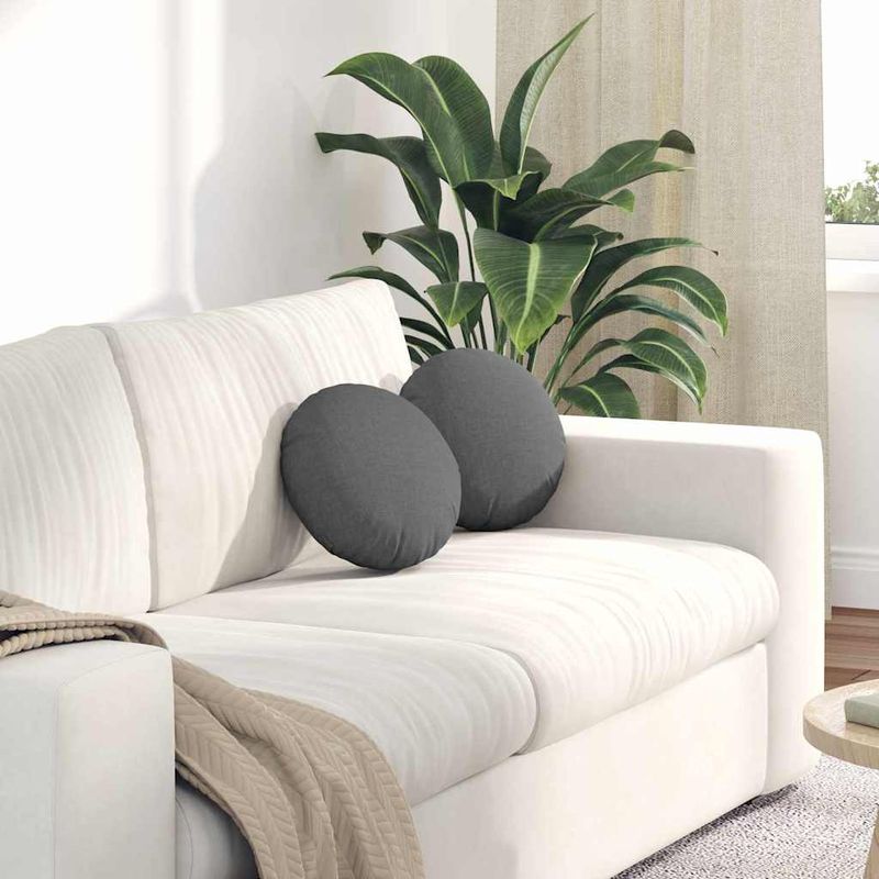 Casa si Gradina - Textile si covoare - Perne si pilote - Perne decorative - Perne de Sezut 2 pcs Gri inchis Ø30 x 13 cm tesatura - Infinity.ro