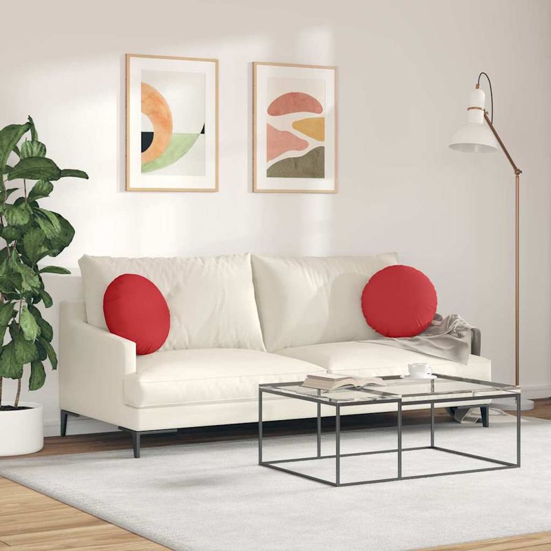 Casa si Gradina - Textile si covoare - Perne si pilote - Perne decorative - Perne de Sezut 2 pcs Rosu Ø40 x 13 cm tesatura - Infinity.ro