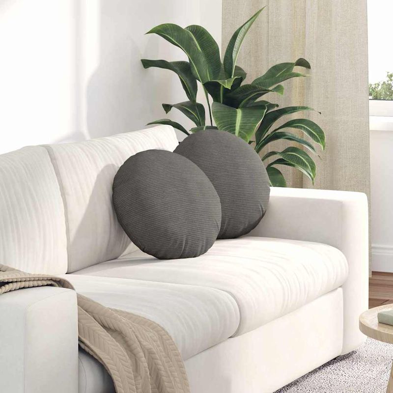 Casa si Gradina - Textile si covoare - Perne si pilote - Perne decorative - Perne de Sezut 2 pcs Gri deschis Ø 40 cm Tesatura din corduroy - Infinity.ro