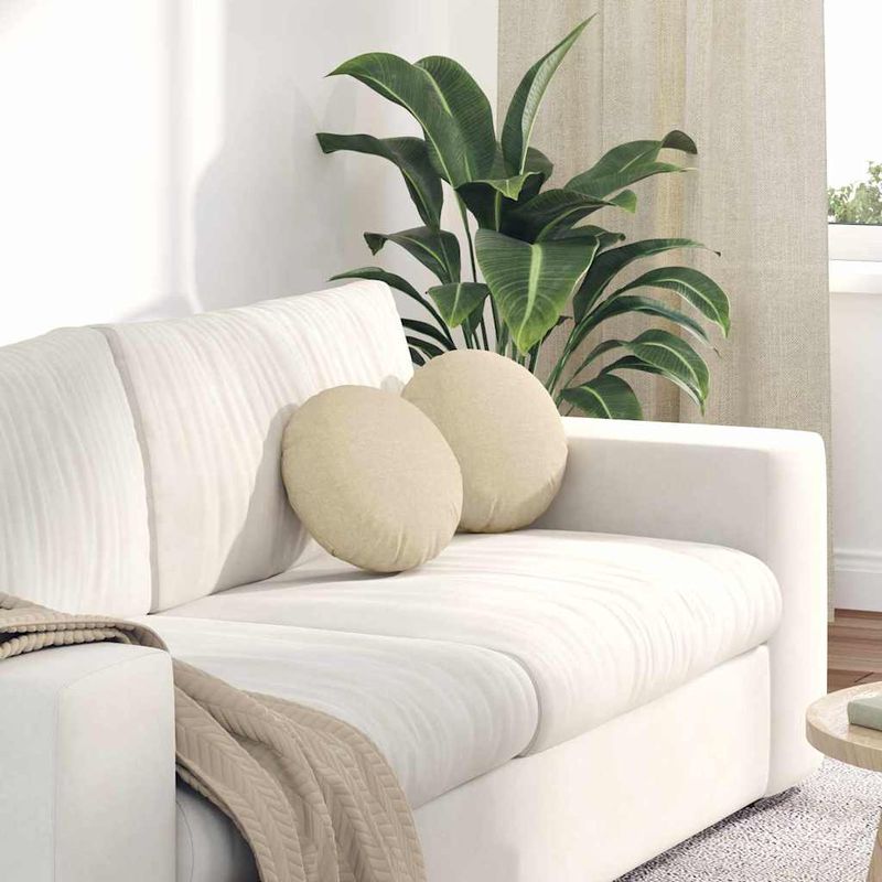 Casa si Gradina - Textile si covoare - Perne si pilote - Perne decorative - Perne de Sezut 2 pcs Crem Ø30 x 13 cm tesatura - Infinity.ro