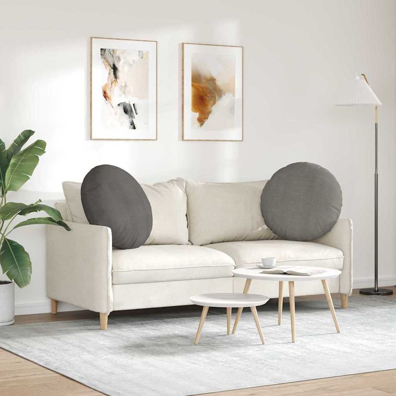 Casa si Gradina - Textile si covoare - Perne si pilote - Perne decorative - Perne de Sezut 2 pcs Gri deschis Ø 60 cm Tesatura din corduroy - Infinity.ro