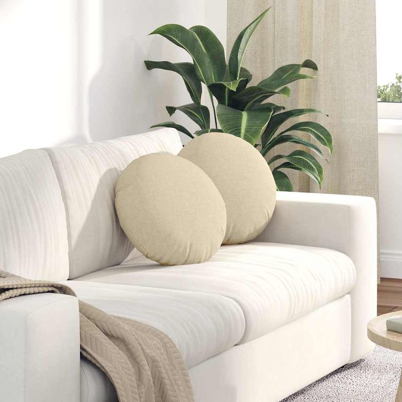 Casa si Gradina - Textile si covoare - Perne si pilote - Perne decorative - Perne de Sezut 2 pcs Crem Ø40 x 13 cm tesatura - Infinity.ro