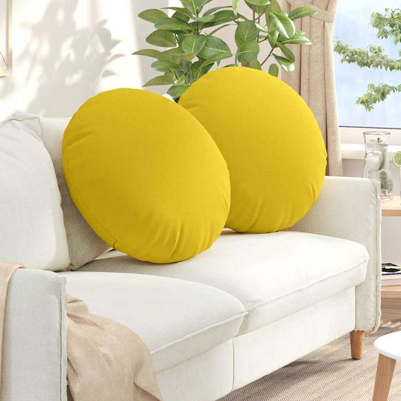 Casa si Gradina - Textile si covoare - Perne si pilote - Perne decorative - Perne de Sezut 2 pcs Galben Deschis Ø80 x 29 cm tesatura - Infinity.ro