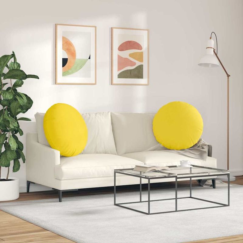 Casa si Gradina - Textile si covoare - Perne si pilote - Perne decorative - Perne de Sezut 2 pcs Galben Deschis Ø80 x 29 cm tesatura - Infinity.ro