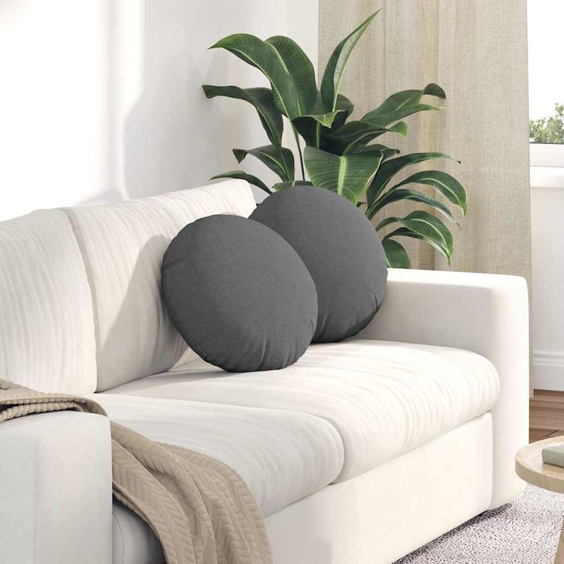 Casa si Gradina - Textile si covoare - Perne si pilote - Perne decorative - Perne de Sezut 2 pcs Gri inchis Ø40 x 13 cm tesatura - Infinity.ro