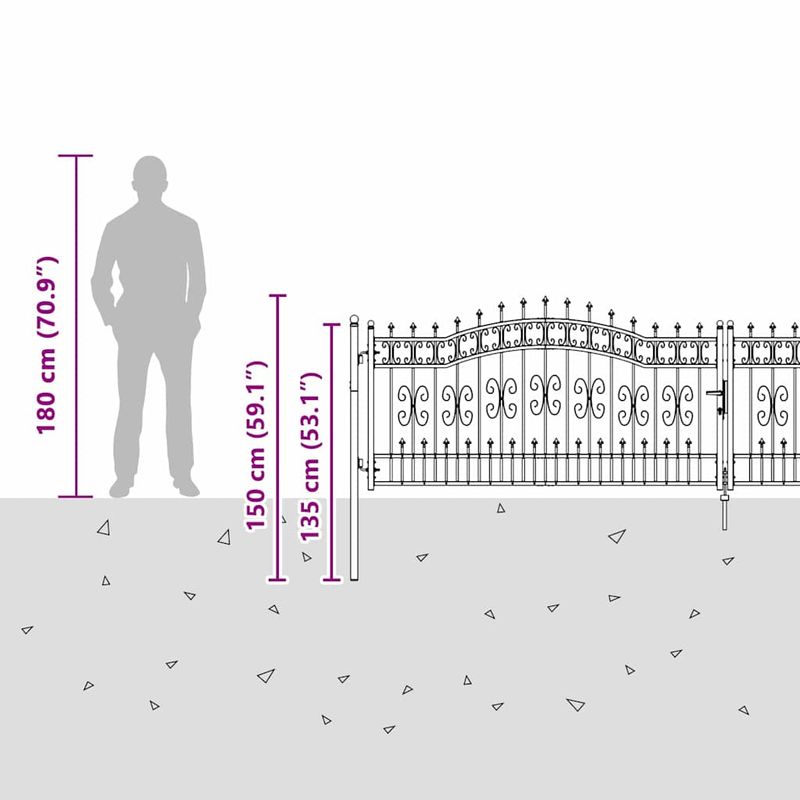 Casa si Gradina - Constructii - Usi interior, exterior si garaj - Usi garaj - Poarta din Gard cu Varf de Lanca Gri 404 x 100 cm Otel - Infinity.ro