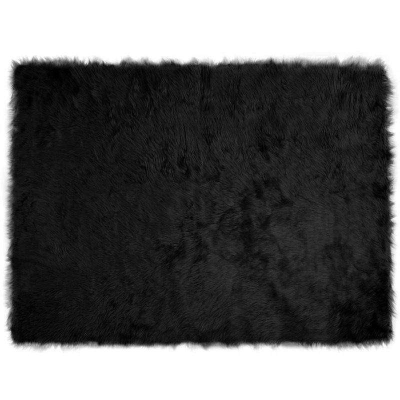 Casa si Gradina - Textile si covoare - Covoare - Covoare casa - Covor Faux din Lana de oaie Negru 230 x 160 cm Poliester - Infinity.ro