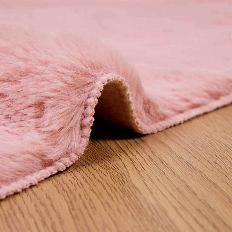 Casa si Gradina - Textile si covoare - Covoare - Covoare casa - Covor din Blana Faux de Iepure Roz 120 x 120 cm Poliester - Infinity.ro
