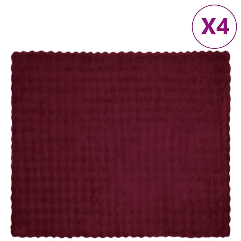 Casa si Gradina - Textile si covoare - Lenjerii de pat - Cearceafuri de pat - Patura din Blana sintetica de Iepure 4 pcs Rosu Bordeaux - Infinity.ro