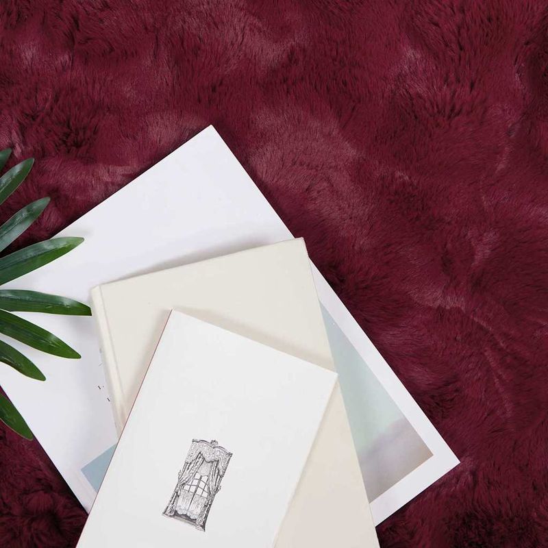 Casa si Gradina - Textile si covoare - Lenjerii de pat - Cearceafuri de pat - Patura din Blana sintetica de Iepure 4 pcs Rosu Bordeaux - Infinity.ro