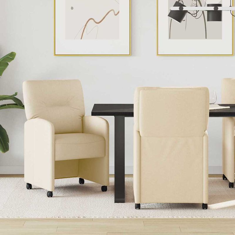 Casa si Gradina - Mobilier - Scaune si fotolii - Scaune - Scaune de dining cu roti 2 pcs Crem 57 x 67 x 95 cm tesatura - Infinity.ro