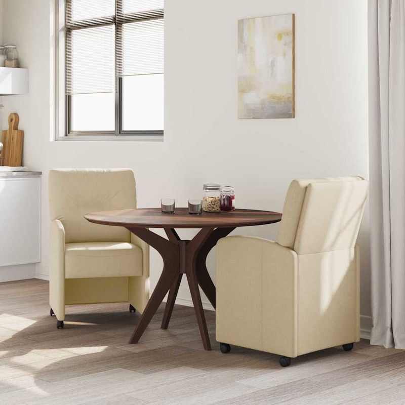 Casa si Gradina - Mobilier - Scaune si fotolii - Scaune - Scaune de dining cu roti 2 pcs Crem 57 x 67 x 95 cm tesatura - Infinity.ro