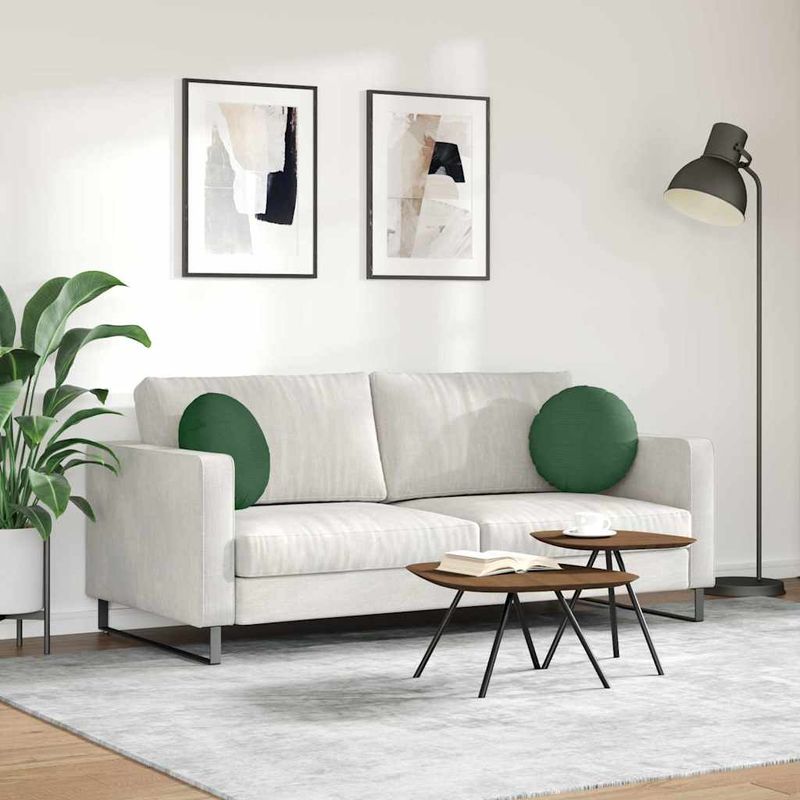 Casa si Gradina - Textile si covoare - Perne si pilote - Perne decorative - Perne de Sezut 2 pcs Verde inchis Ø 40 cm Tesatura din corduroy - Infinity.ro