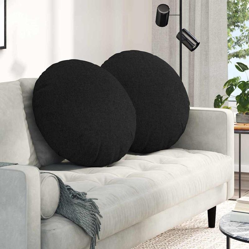 Casa si Gradina - Textile si covoare - Perne si pilote - Perne decorative - Perne de Sezut 2 pcs Negru Ø60 x 21 cm tesatura - Infinity.ro