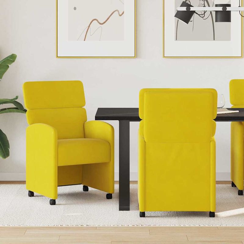 Casa si Gradina - Mobilier - Scaune si fotolii - Scaune - Scaune de dining cu roti 2 pcs Galben 58 x 65 x 98 cm Catifea - Infinity.ro