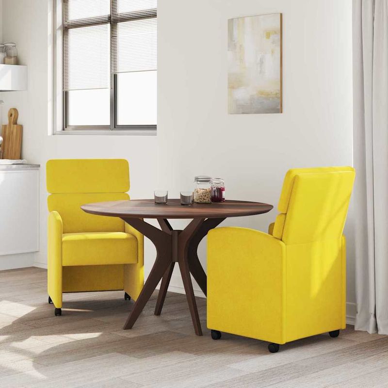 Casa si Gradina - Mobilier - Scaune si fotolii - Scaune - Scaune de dining cu roti 2 pcs Galben 58 x 65 x 98 cm Catifea - Infinity.ro