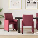 Casa si Gradina - Mobilier - Scaune si fotolii - Scaune - Scaune de dining cu roti 2 pcs bordo 58 x 65 x 94 cm tesatura - Infinity.ro