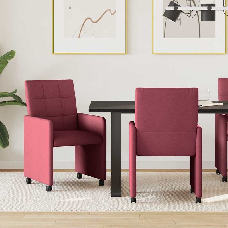 Casa si Gradina - Mobilier - Scaune si fotolii - Scaune - Scaune de dining cu roti 2 pcs bordo 58 x 65 x 94 cm tesatura - Infinity.ro