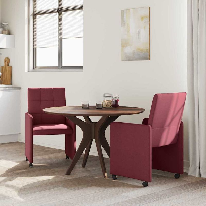 Casa si Gradina - Mobilier - Scaune si fotolii - Scaune - Scaune de dining cu roti 2 pcs bordo 58 x 65 x 94 cm tesatura - Infinity.ro