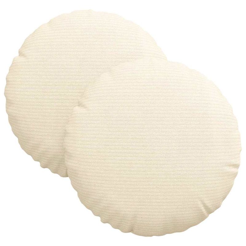 Casa si Gradina - Textile si covoare - Perne si pilote - Perne decorative - Perne de Sezut 2 pcs Crem Ø 30 cm Tesatura din corduroy - Infinity.ro