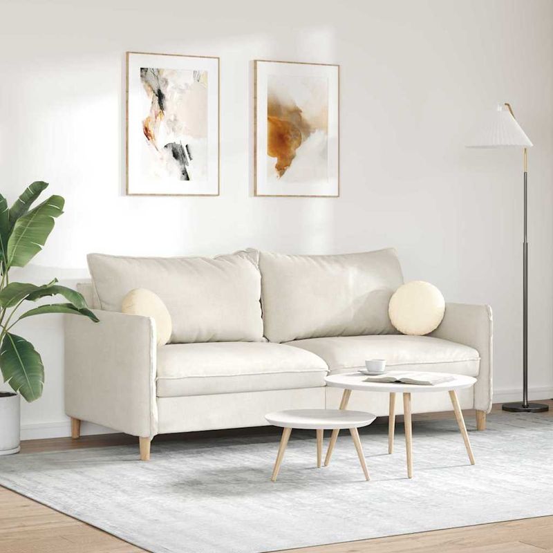 Casa si Gradina - Textile si covoare - Perne si pilote - Perne decorative - Perne de Sezut 2 pcs Crem Ø 30 cm Tesatura din corduroy - Infinity.ro