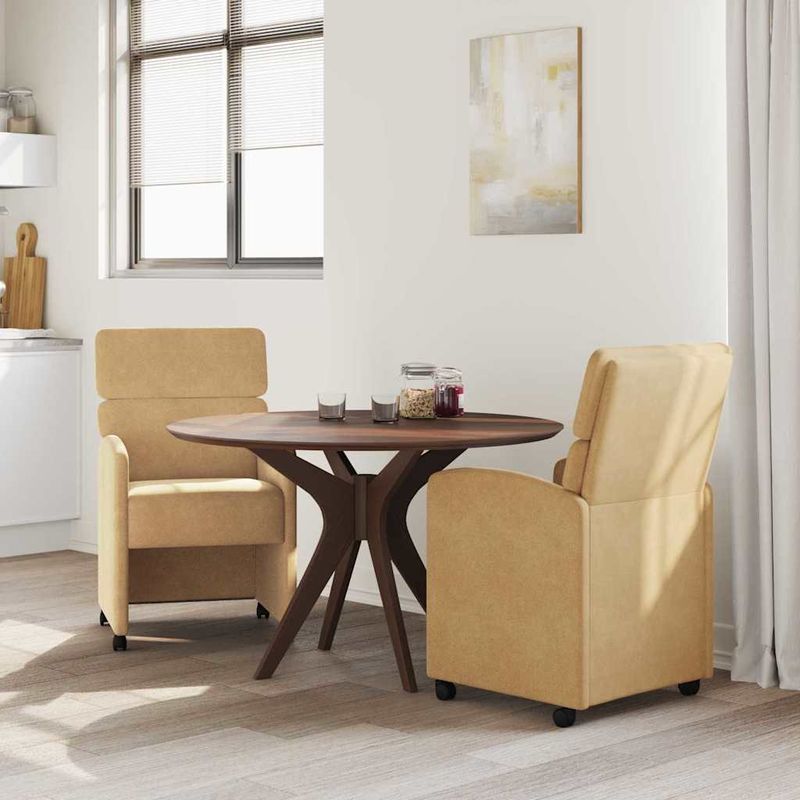 Casa si Gradina - Mobilier - Scaune si fotolii - Scaune - Scaune de dining cu roti 2 pcs Maro 58 x 65 x 98 cm Catifea - Infinity.ro