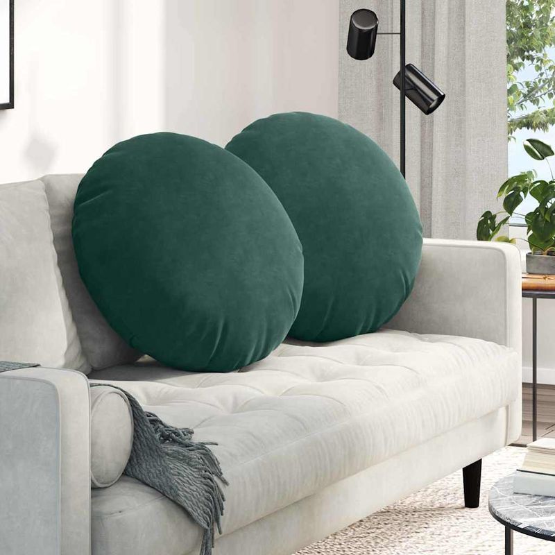 Casa si Gradina - Textile si covoare - Perne si pilote - Perne decorative - Perne de Sezut 2 pcs Verde inchis Ø80 x 29 cm Catifea - Infinity.ro